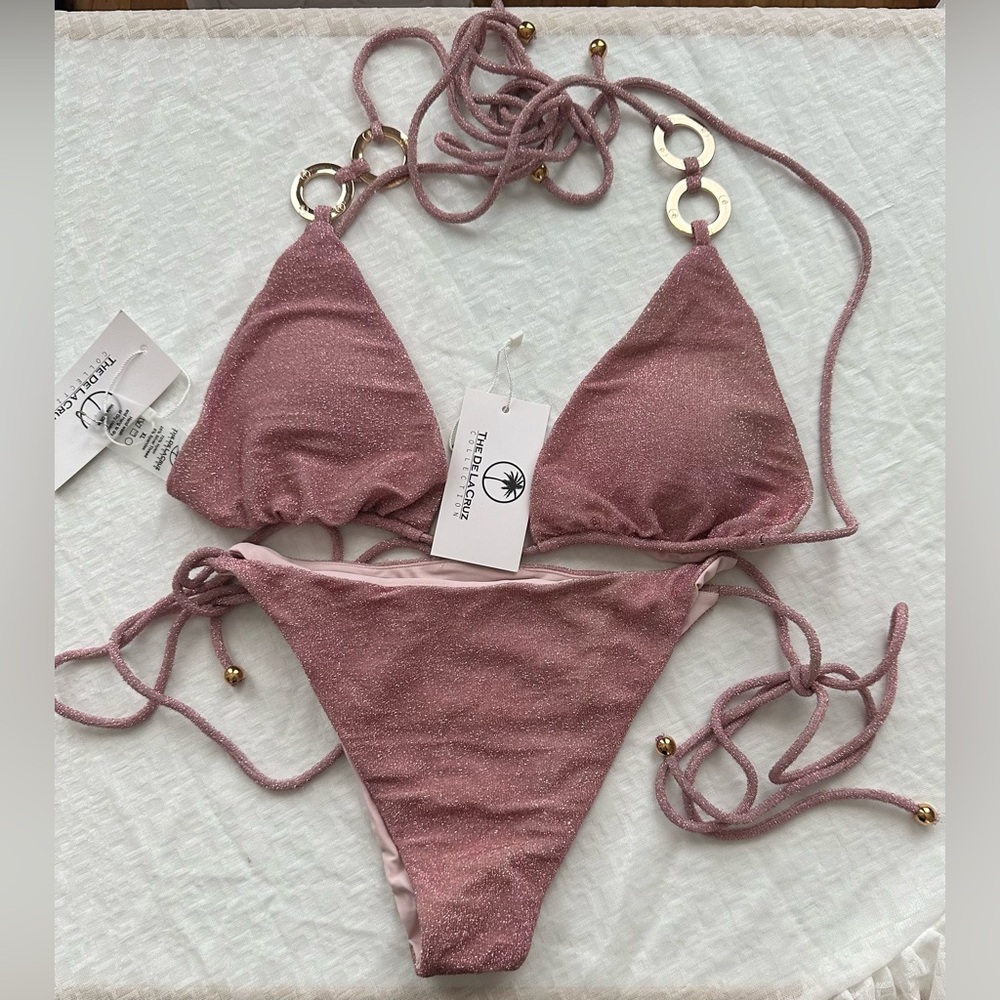 Sparkle Triangle Bikini — Pink